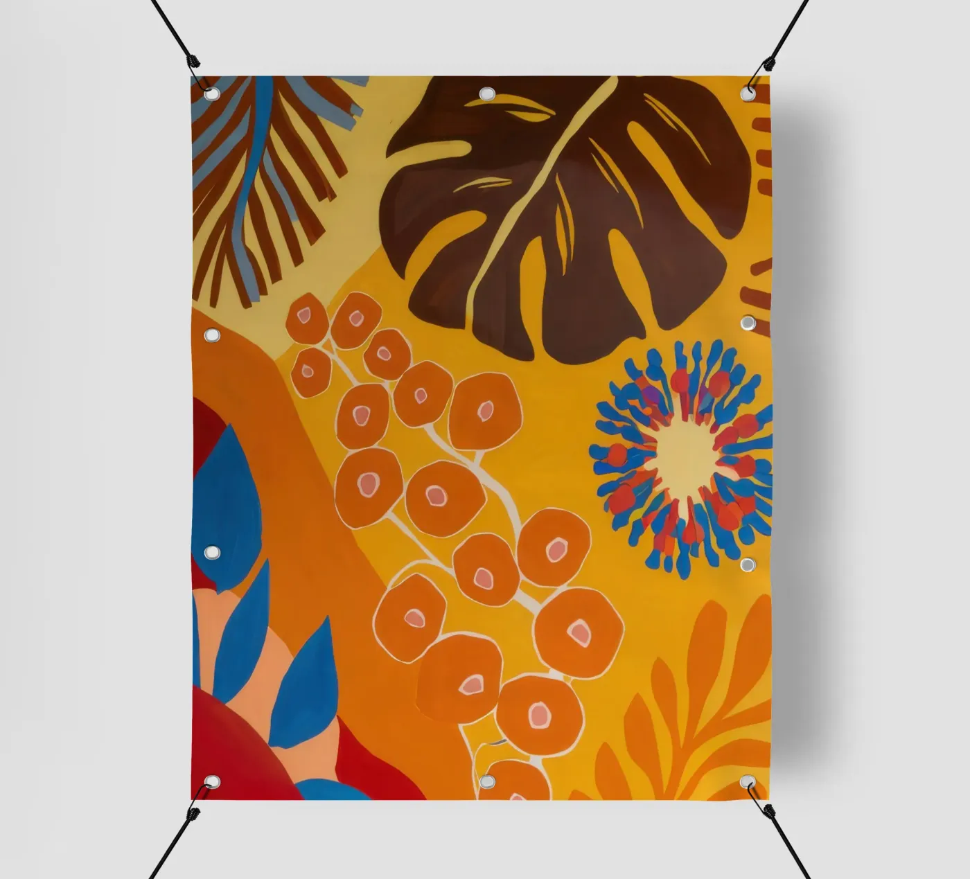 Fleur à motif orange bâche pvc de Lune Dreams