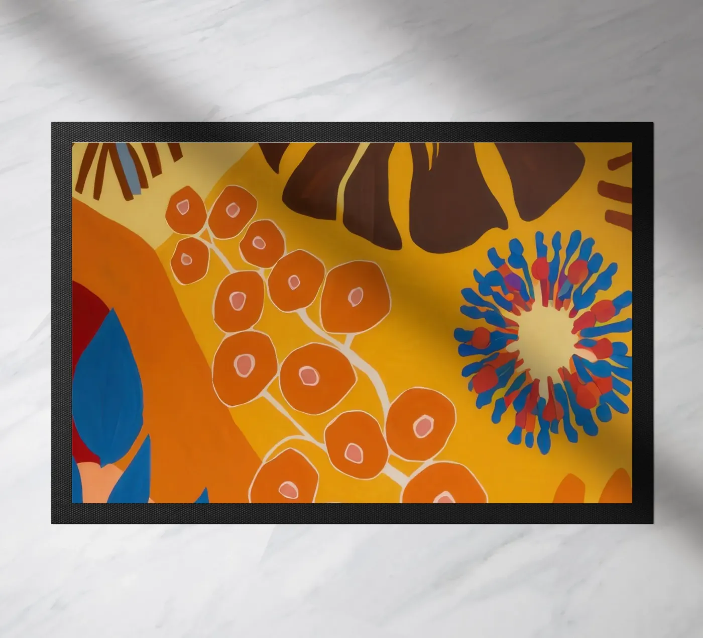 Orange Patterned Bloom doormat by Lune Dreams