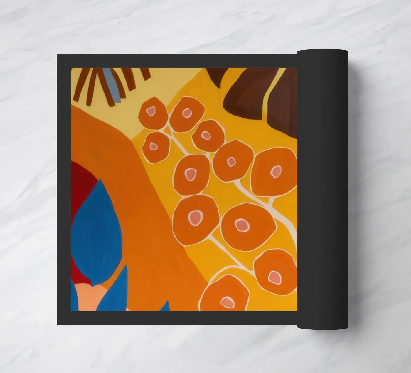 Orange Patterned Bloom doormat by Lune Dreams