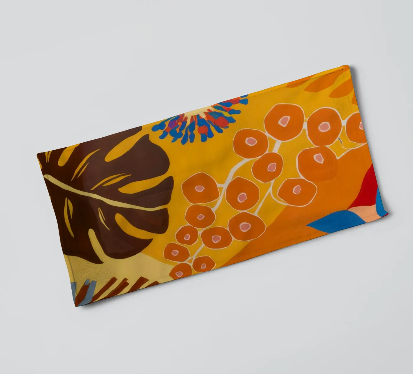 Bloei met oranje patroon badhanddoek van Lune Dreams