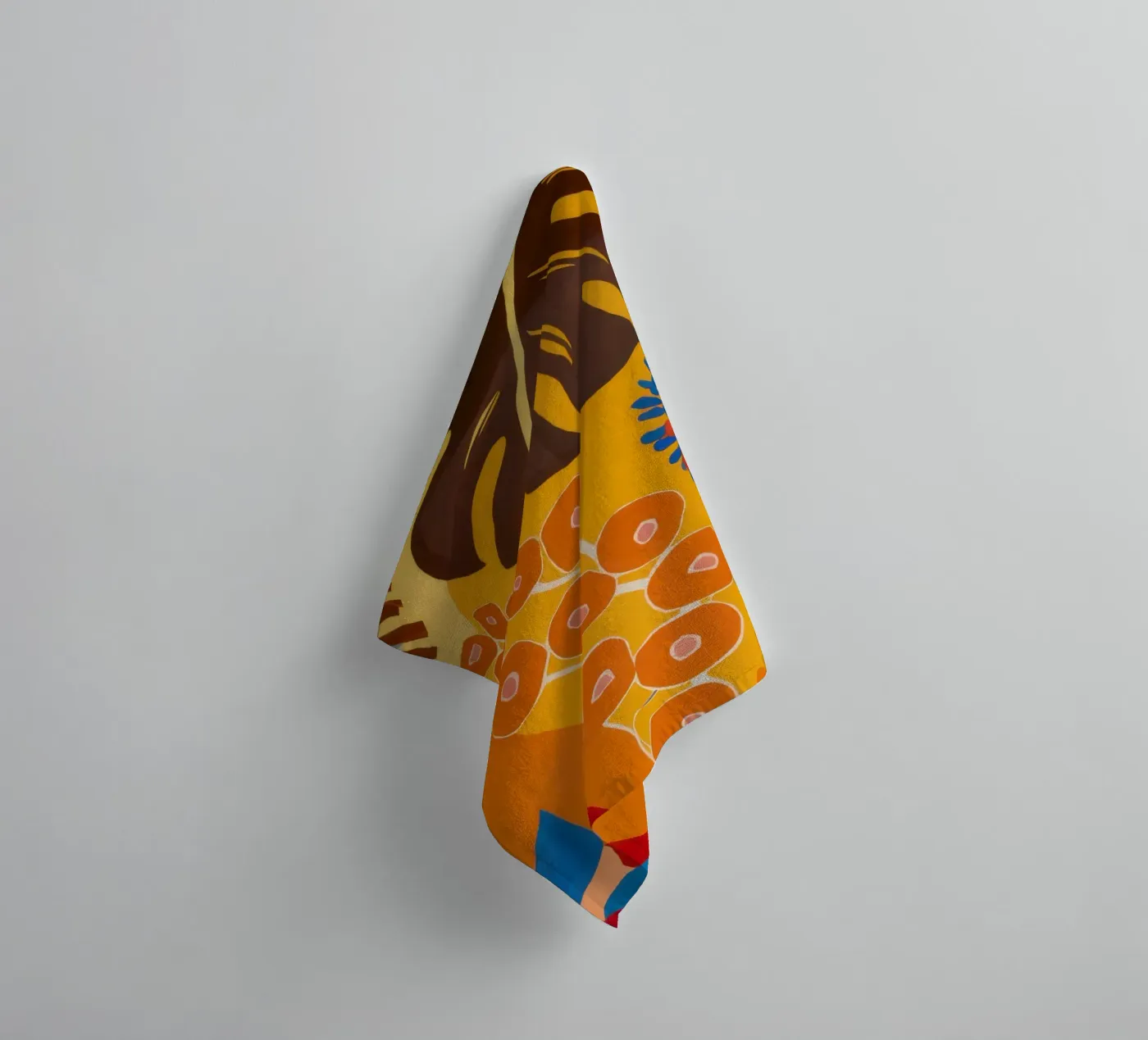 Bloei met oranje patroon badhanddoek van Lune Dreams