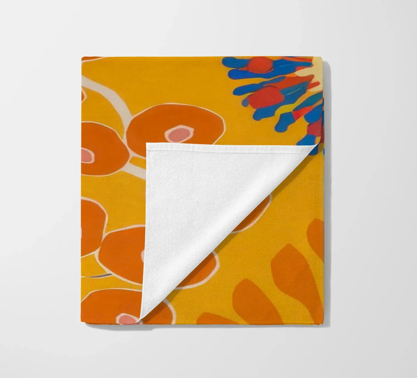 Orange Patterned Bloom beach towel by Lune Dreams