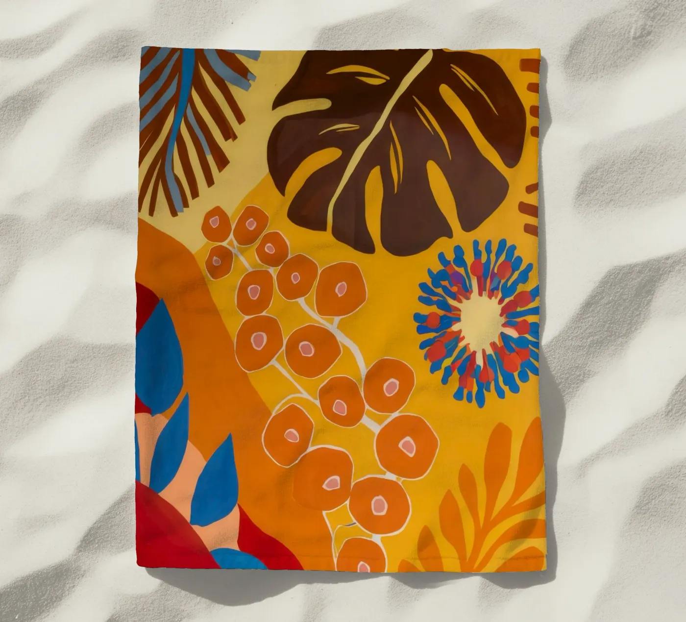 Orange Patterned Bloom beach towel by Lune Dreams