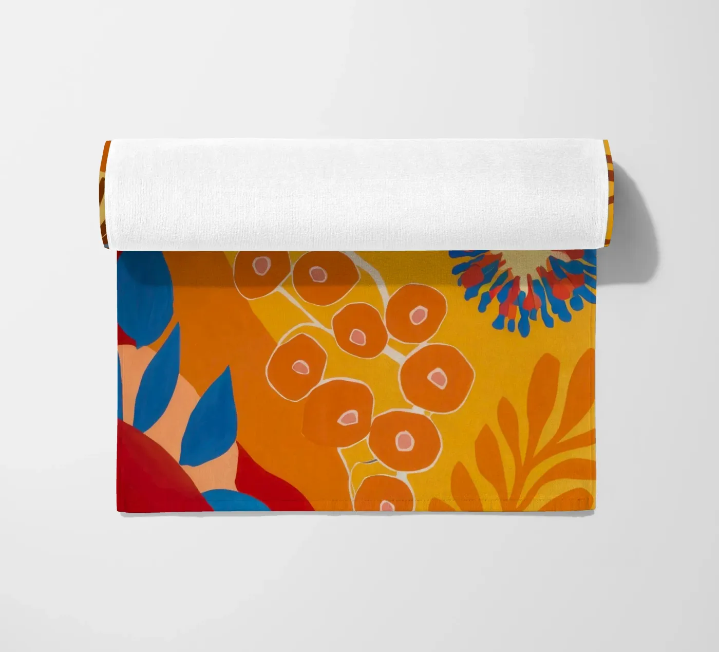 Orange Patterned Bloom beach towel by Lune Dreams