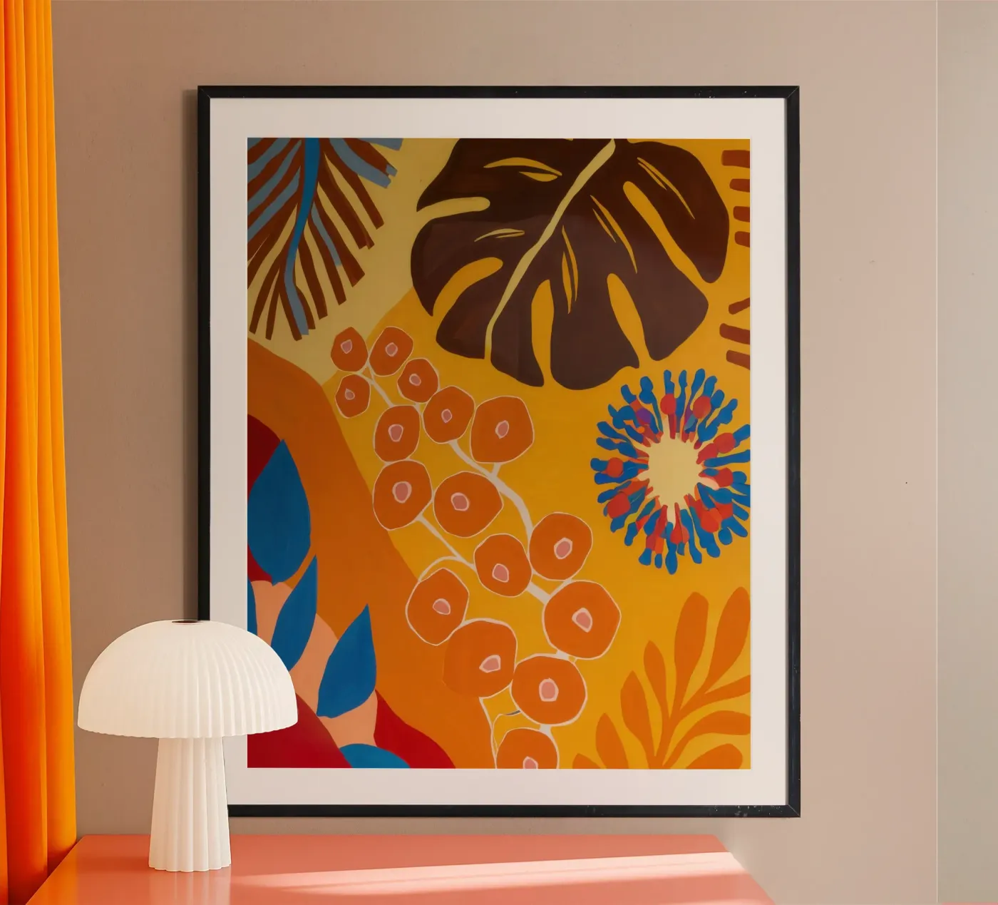 Orange Patterned Bloom poster de Lune Dreams