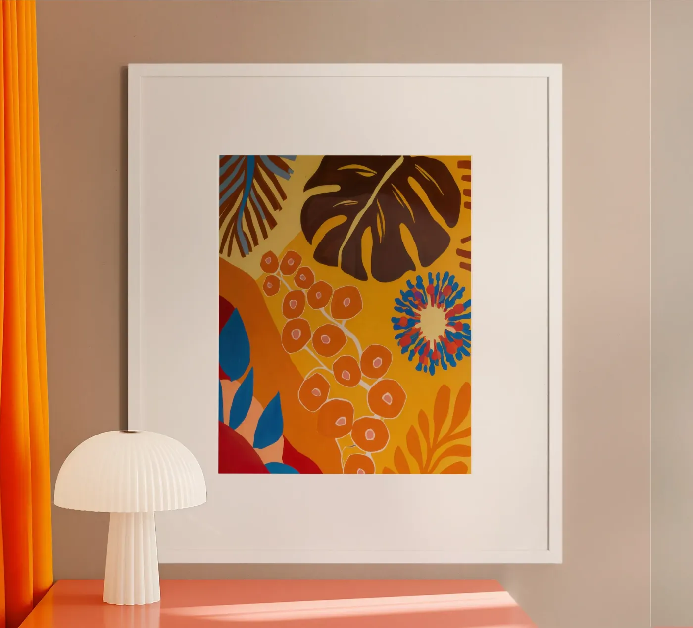 Orange Patterned Bloom poster de Lune Dreams