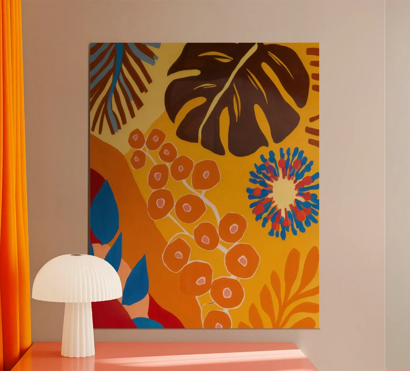 Orange Patterned Bloom poster de Lune Dreams