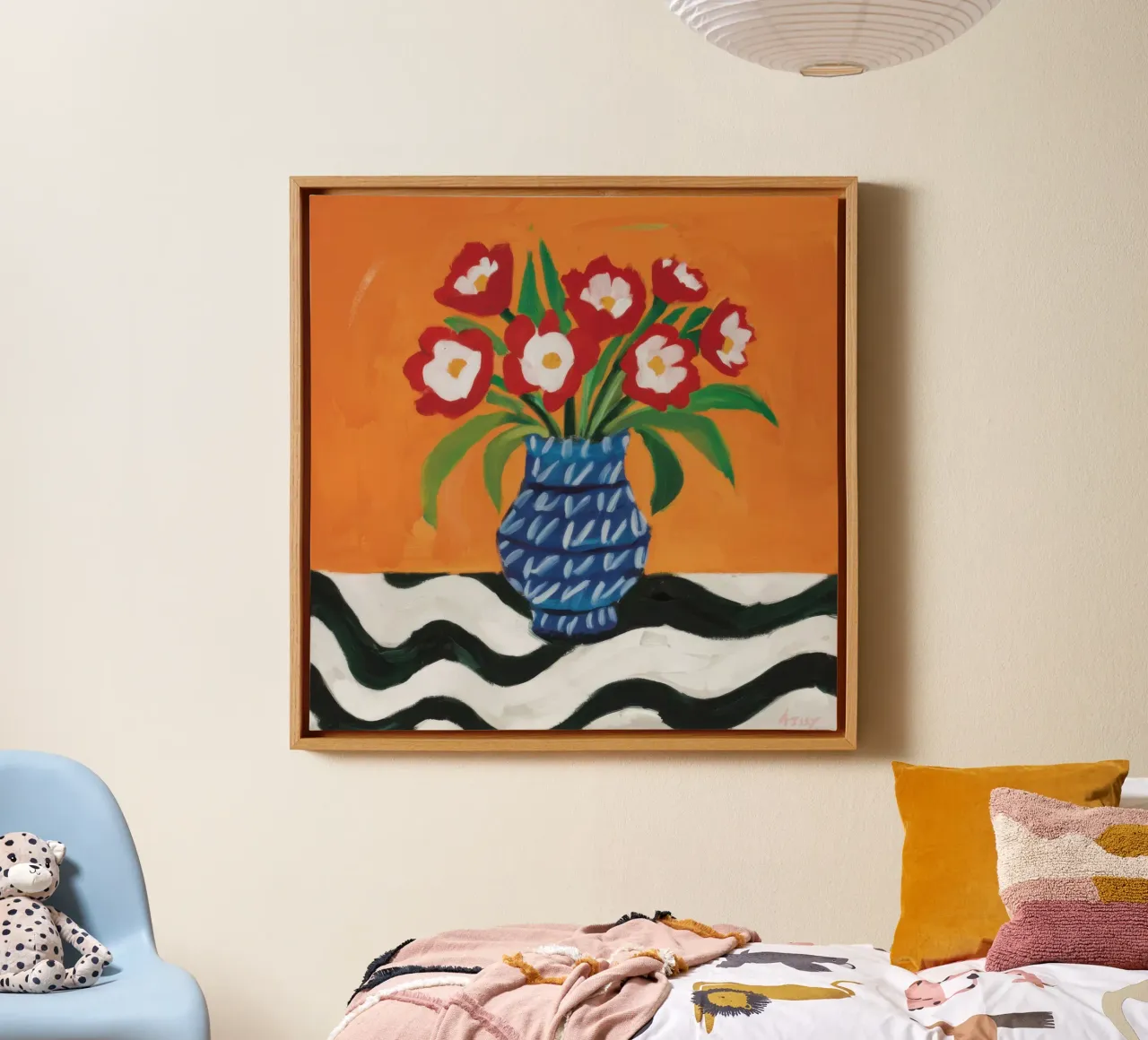 Golvende Tafel Rode Rozen canvas met Baklijst van Lune Dreams