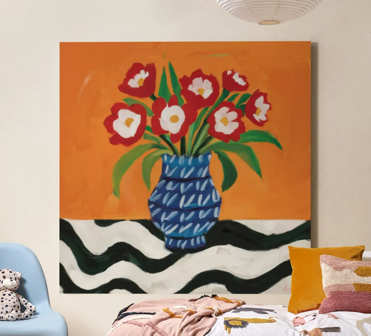 Golvende Tafel Rode Rozen canvas met Baklijst van Lune Dreams