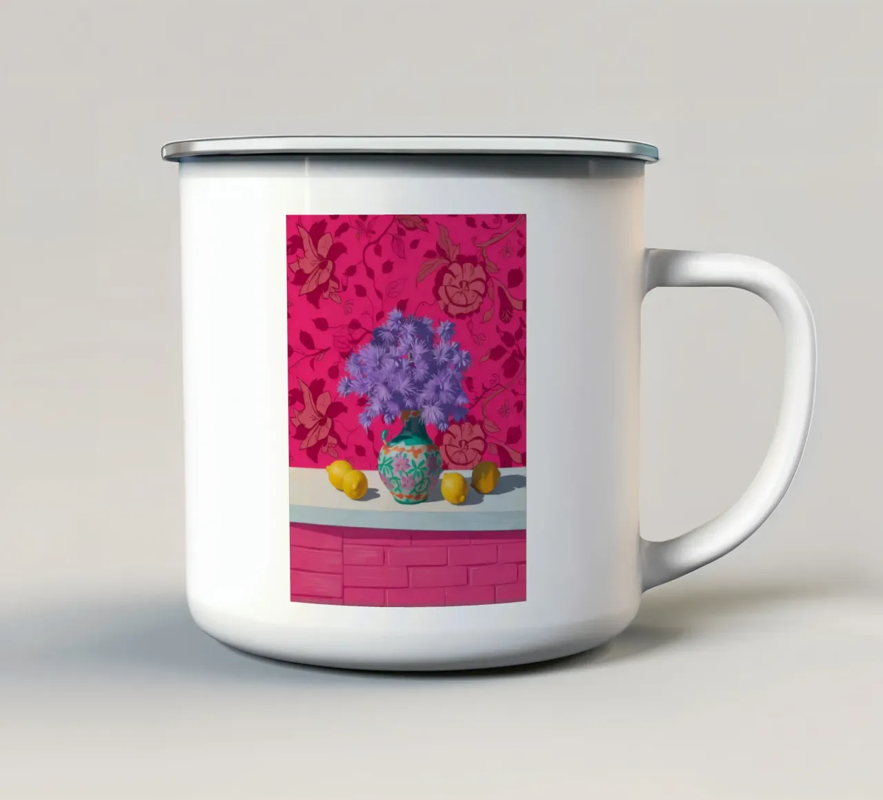 Hortensie Zitrone Stille Emaille Tasse von Lune Dreams
