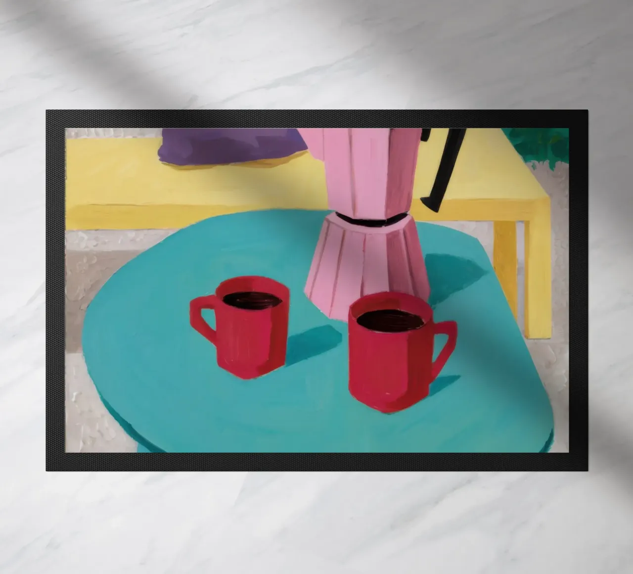 Turquoise Table Coffee doormat by Lune Dreams