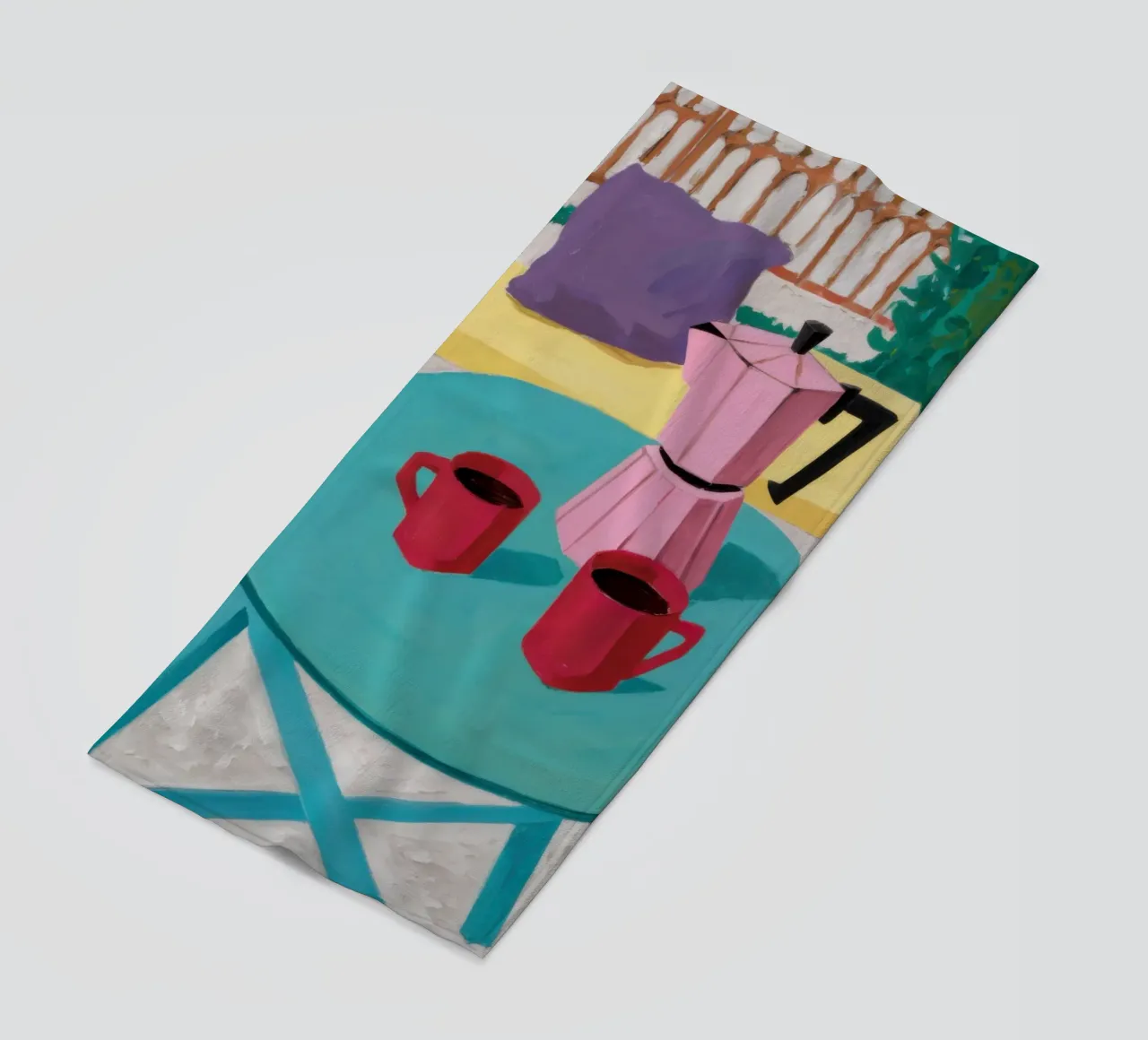 Turquoise Table Coffee beach towel by Lune Dreams