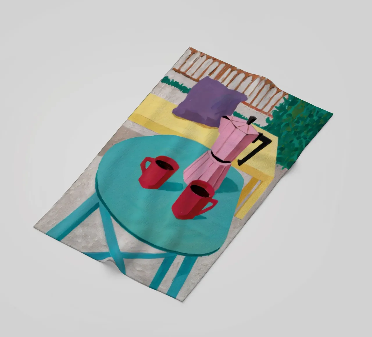 Turquoise Table Coffee beach towel by Lune Dreams