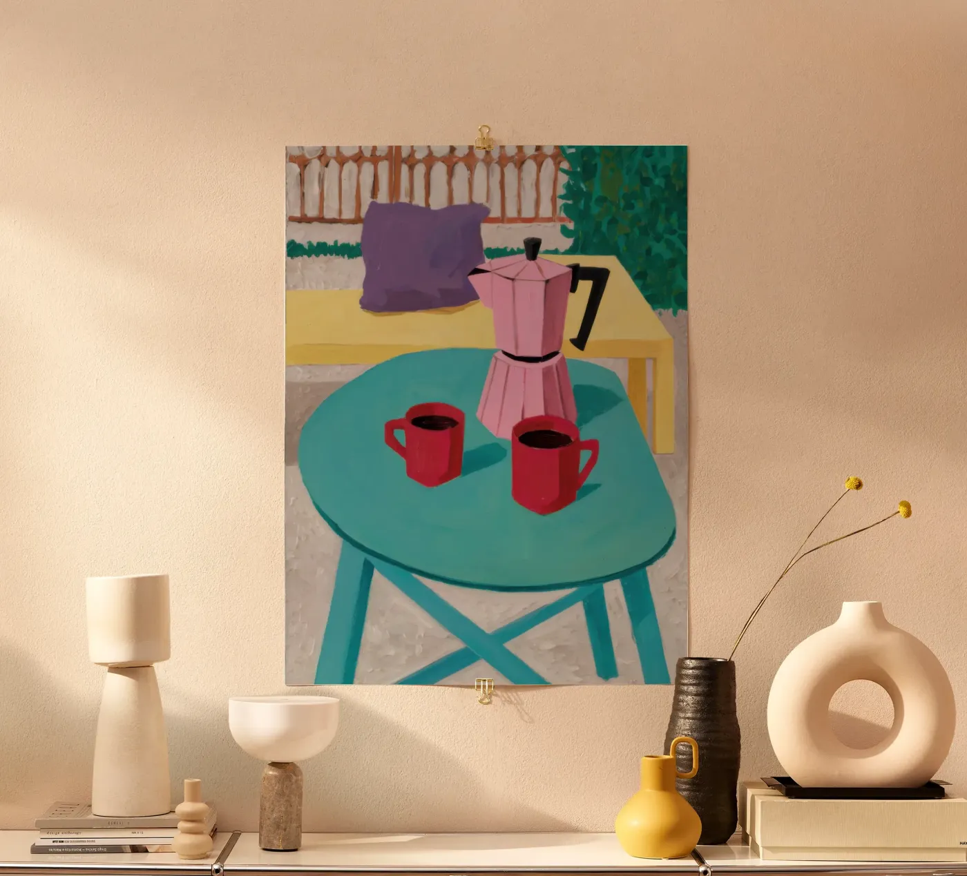 Turquoise Table Coffee poster by Lune Dreams