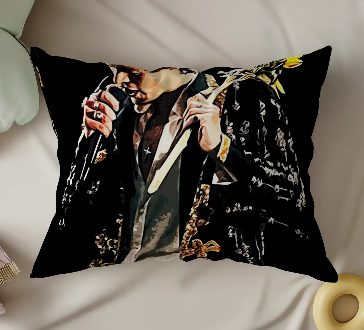 Harry Styles Art decorative cushion by music soul