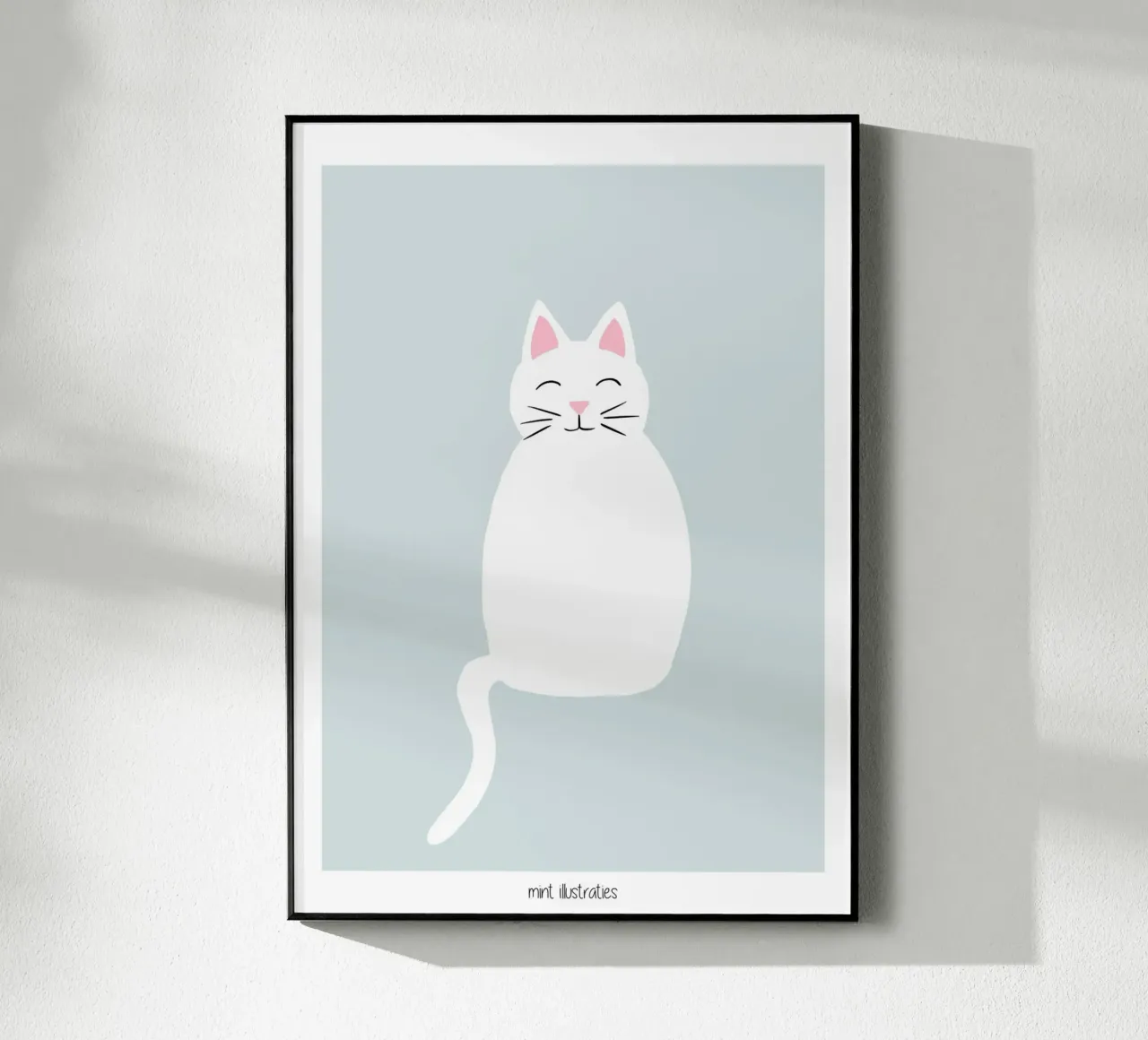 Poster del gatto bianco Hello Kitty Cat plexiglass da Mint Illustrations Pastels