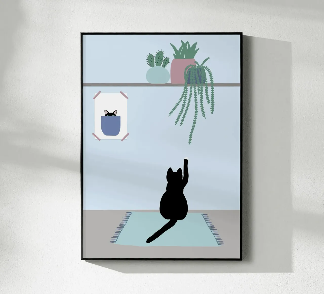 Poster di Hello Playful Black Cat plexiglass da Mint Illustrations Pastels