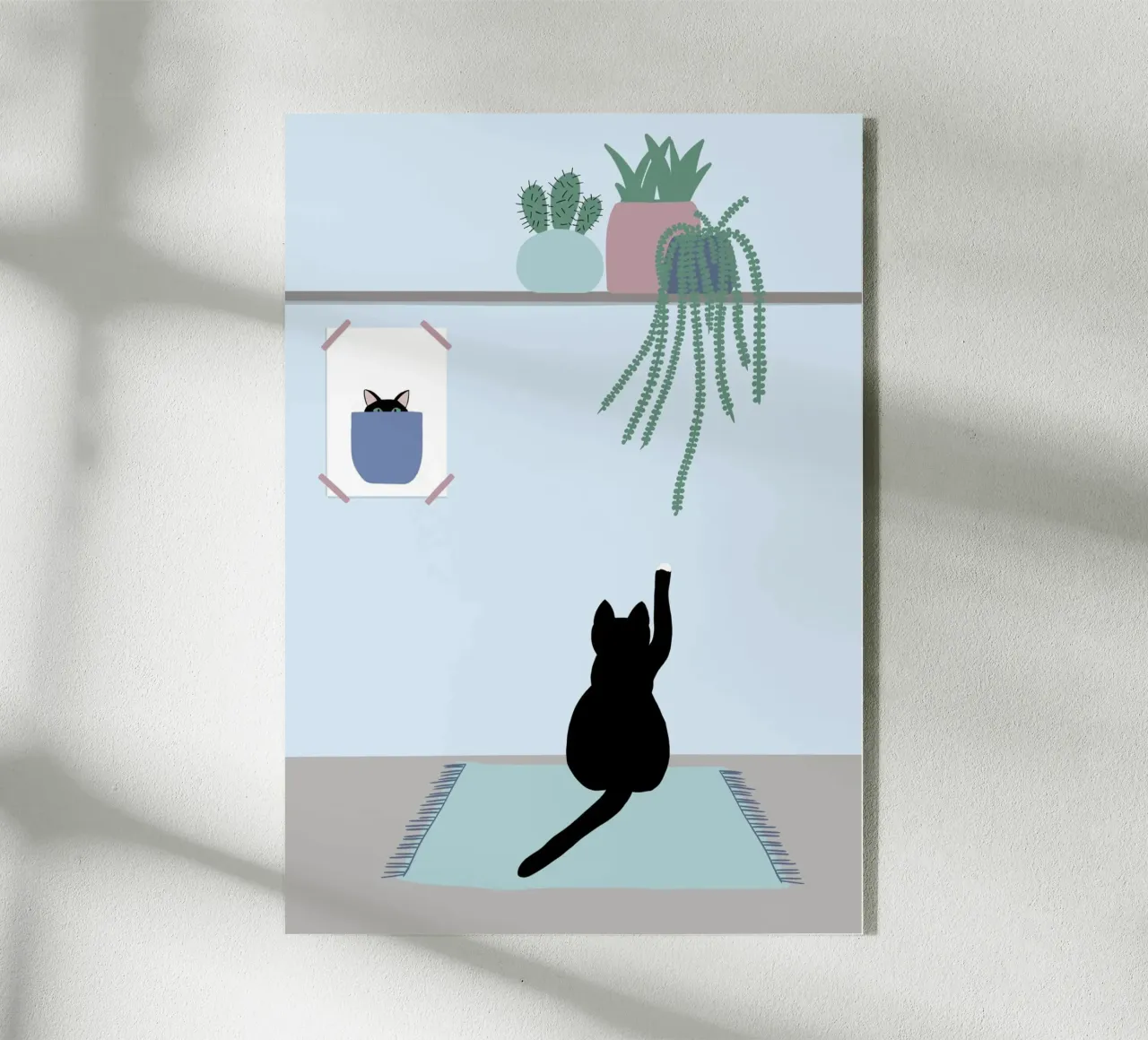 Poster di Hello Playful Black Cat plexiglass da Mint Illustrations Pastels