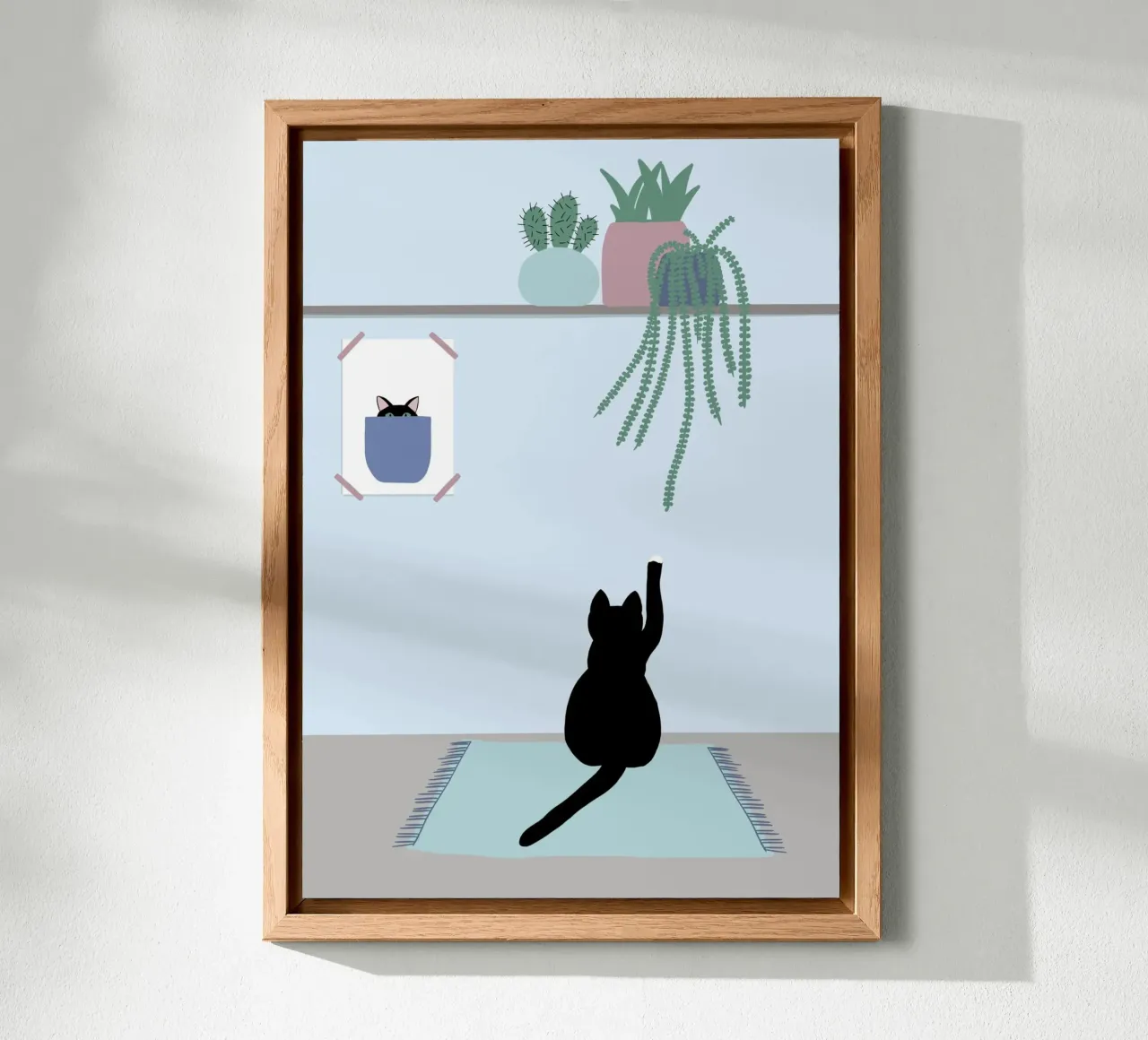 Poster di Hello Playful Black Cat alluminio dibond da Mint Illustrations Pastels
