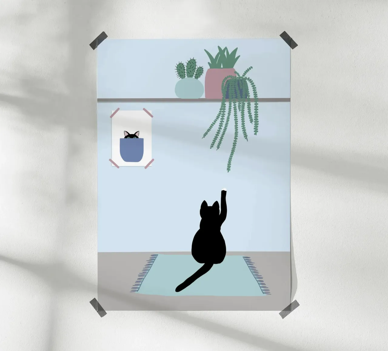 Poster di Hello Playful Black Cat carta hahnemühle da Mint Illustrations Pastels