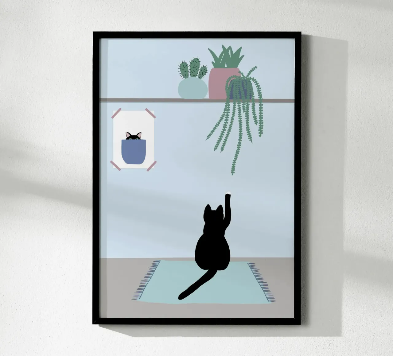 Poster di Hello Playful Black Cat carta hahnemühle da Mint Illustrations Pastels