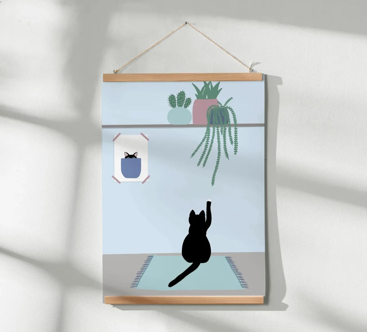 Poster di Hello Playful Black Cat carta hahnemühle da Mint Illustrations Pastels