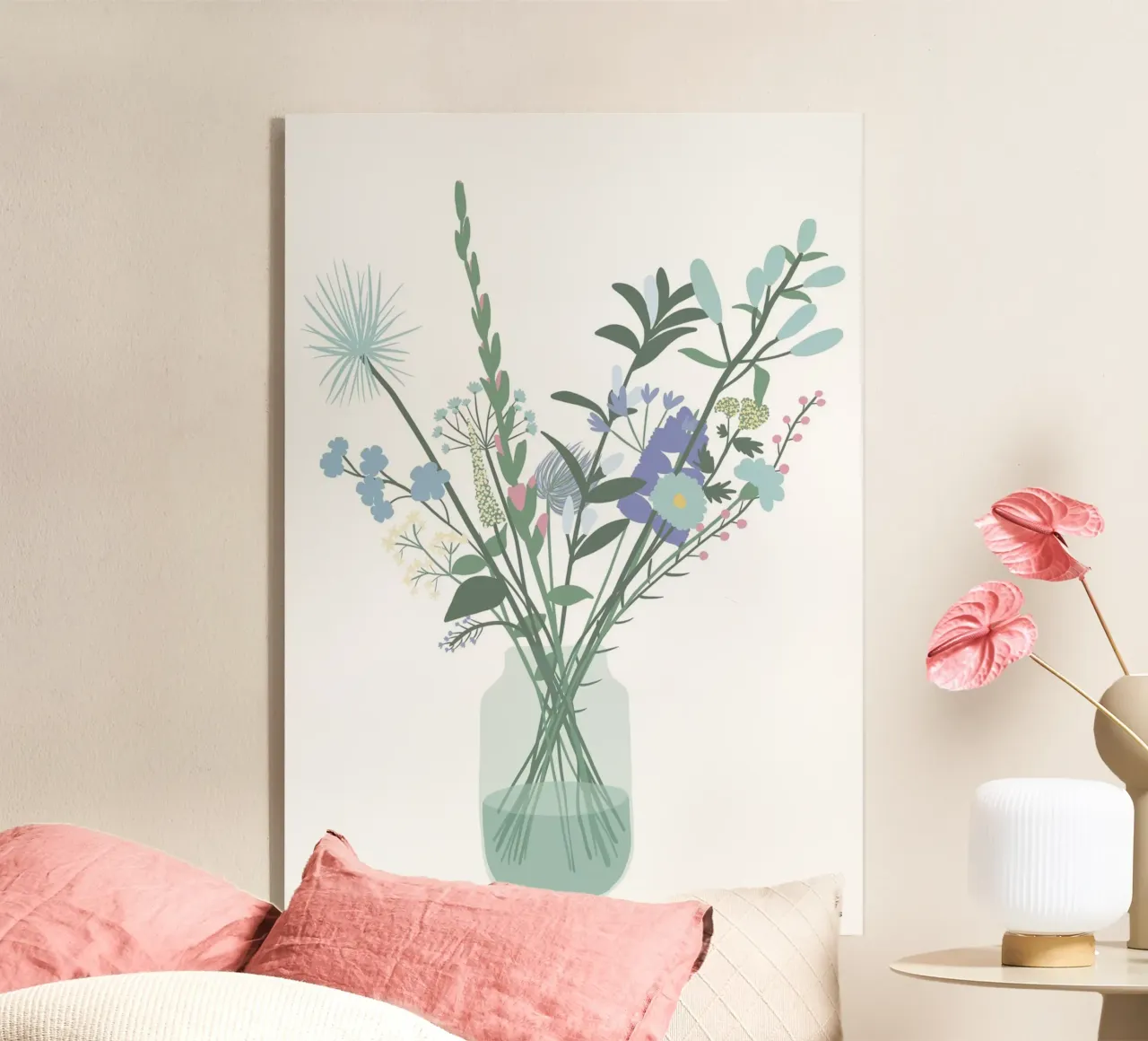 Hello Beautiful Flowers poster acrylic glass by Mint Illustrations Pastels