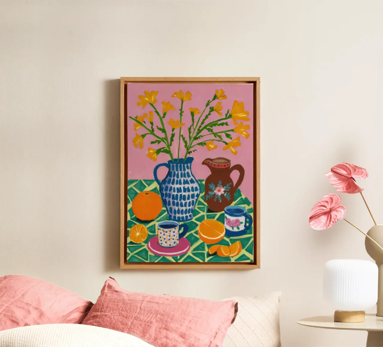 Daffodil Teatime tela con Cornice a cassetta da Lune Dreams
