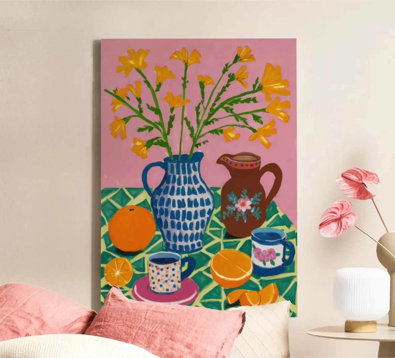 Daffodil Teatime tela con Cornice a cassetta da Lune Dreams