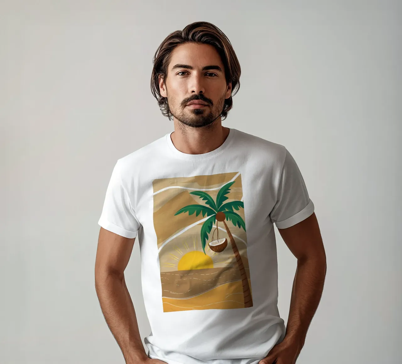 Tramonto sulla spiaggia di cocco t-shirt da Lune Dreams