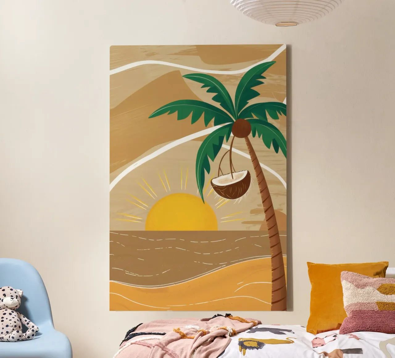 Tramonto sulla spiaggia di cocco tela con Cornice a cassetta da Lune Dreams
