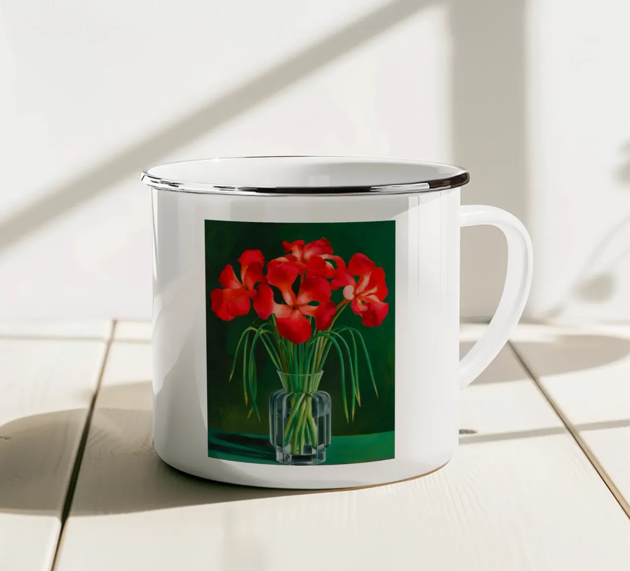 Ibisco rosso Immobile tazza in smalto da Lune Dreams