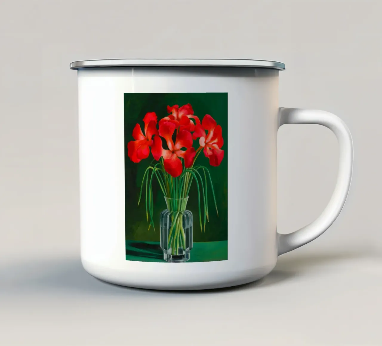 Ibisco rosso Immobile tazza in smalto da Lune Dreams