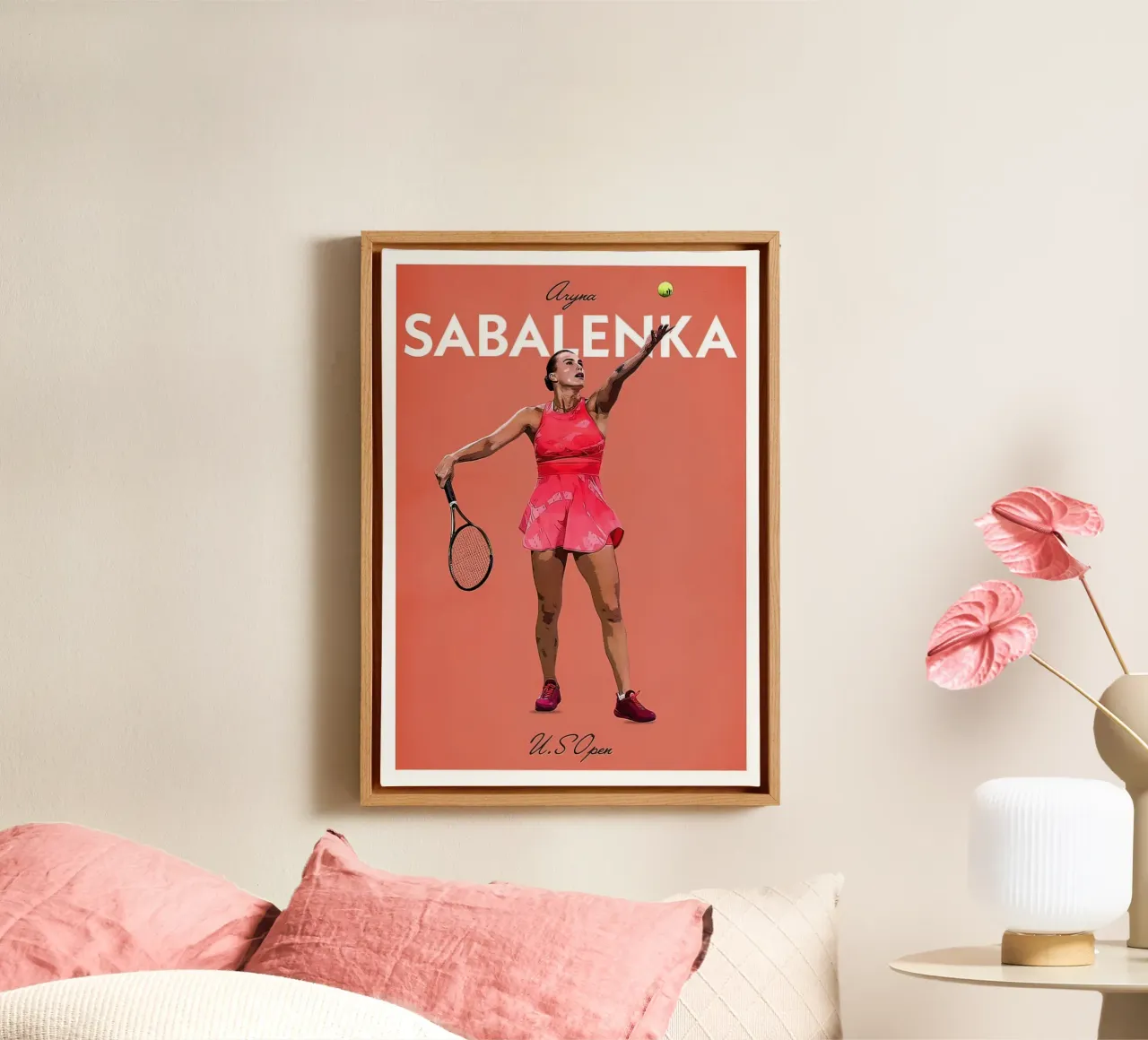 Poster delle icone di Sabalenka tela con Cornice a cassetta da aijanurmine