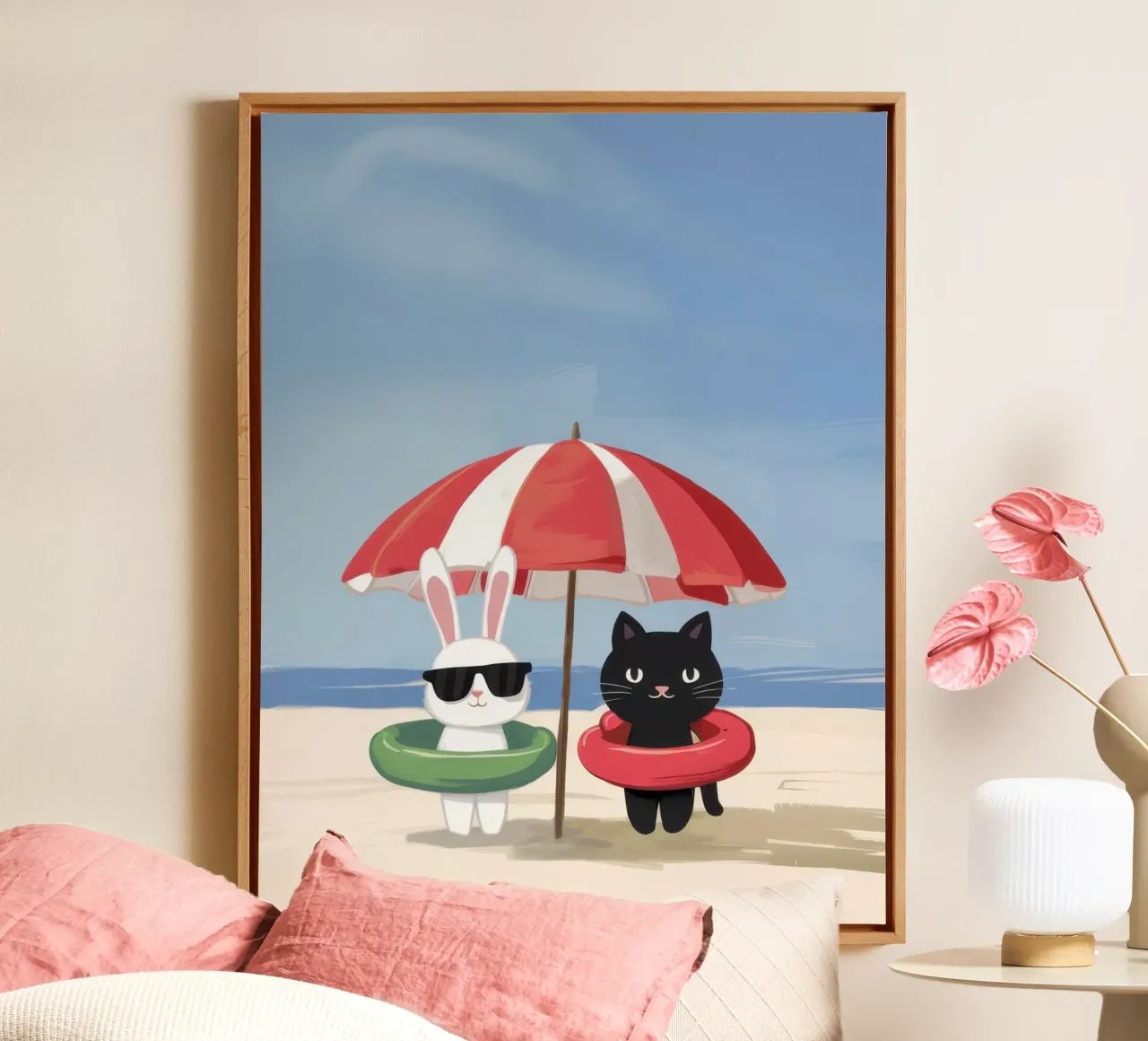 Cool Cat Shade canvas with Floater frame by Lune Dreams