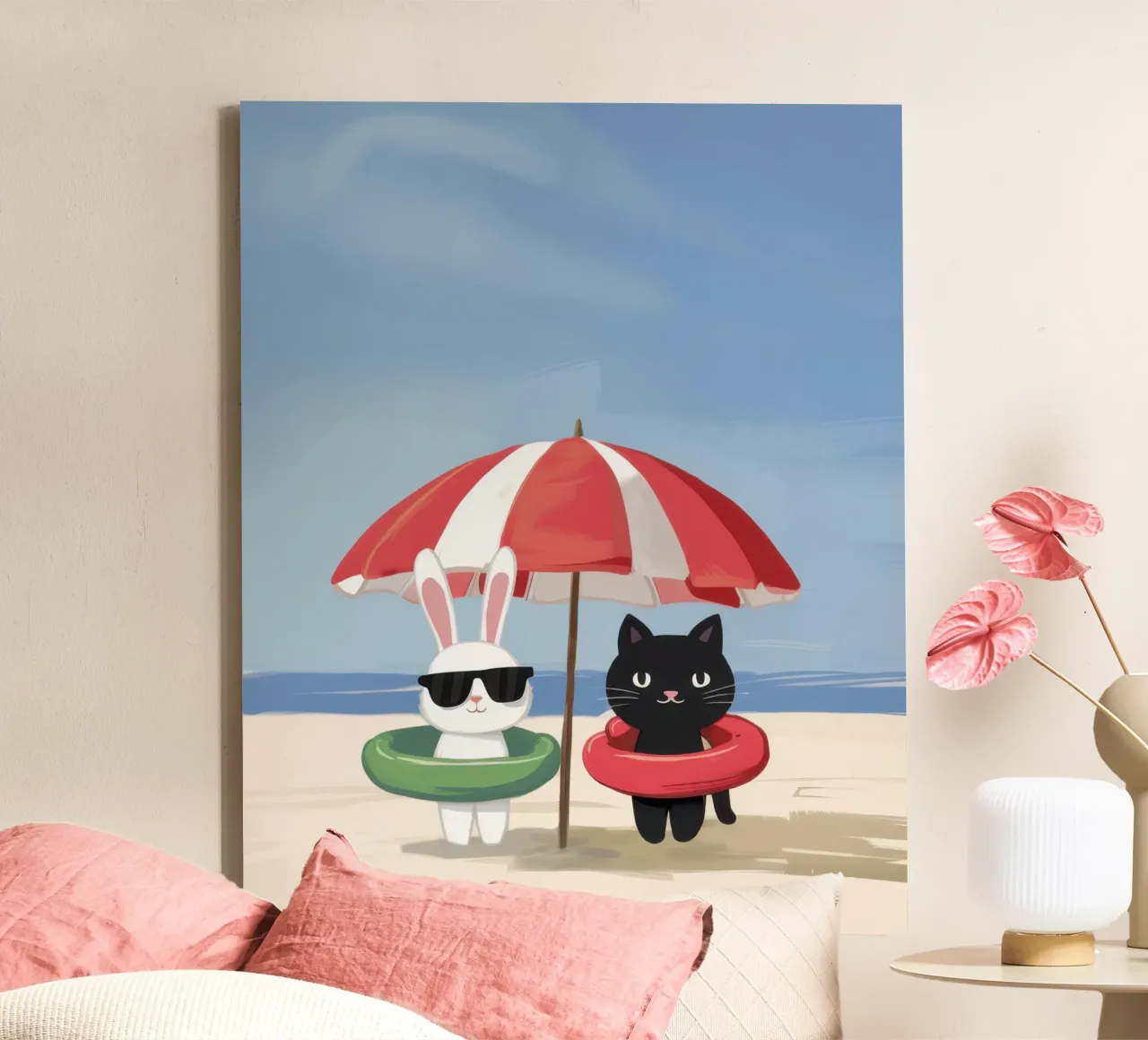 Cool Cat Shade canvas with Floater frame by Lune Dreams