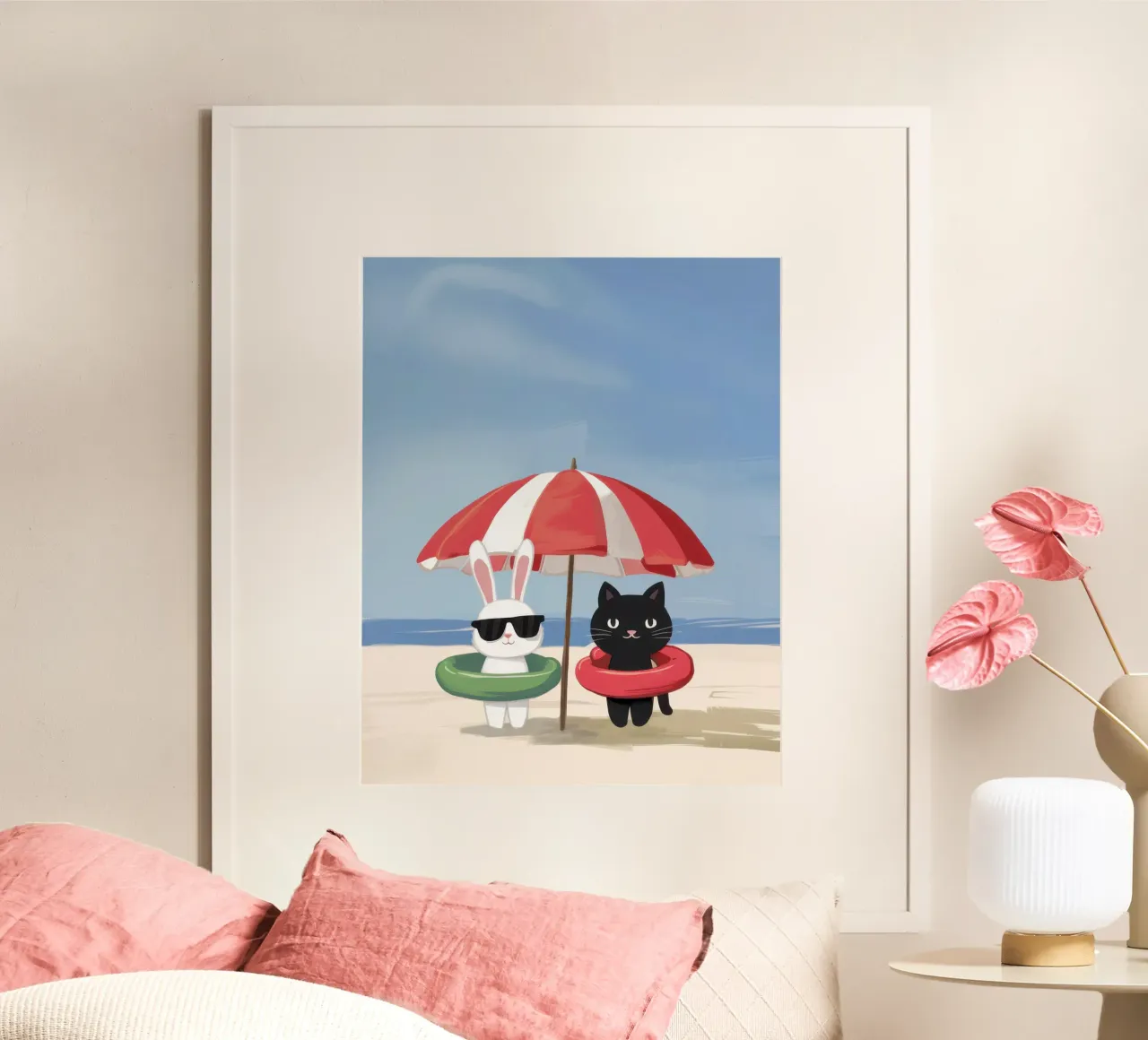 Ombra fredda per gatti poster con telaio in legno da Lune Dreams