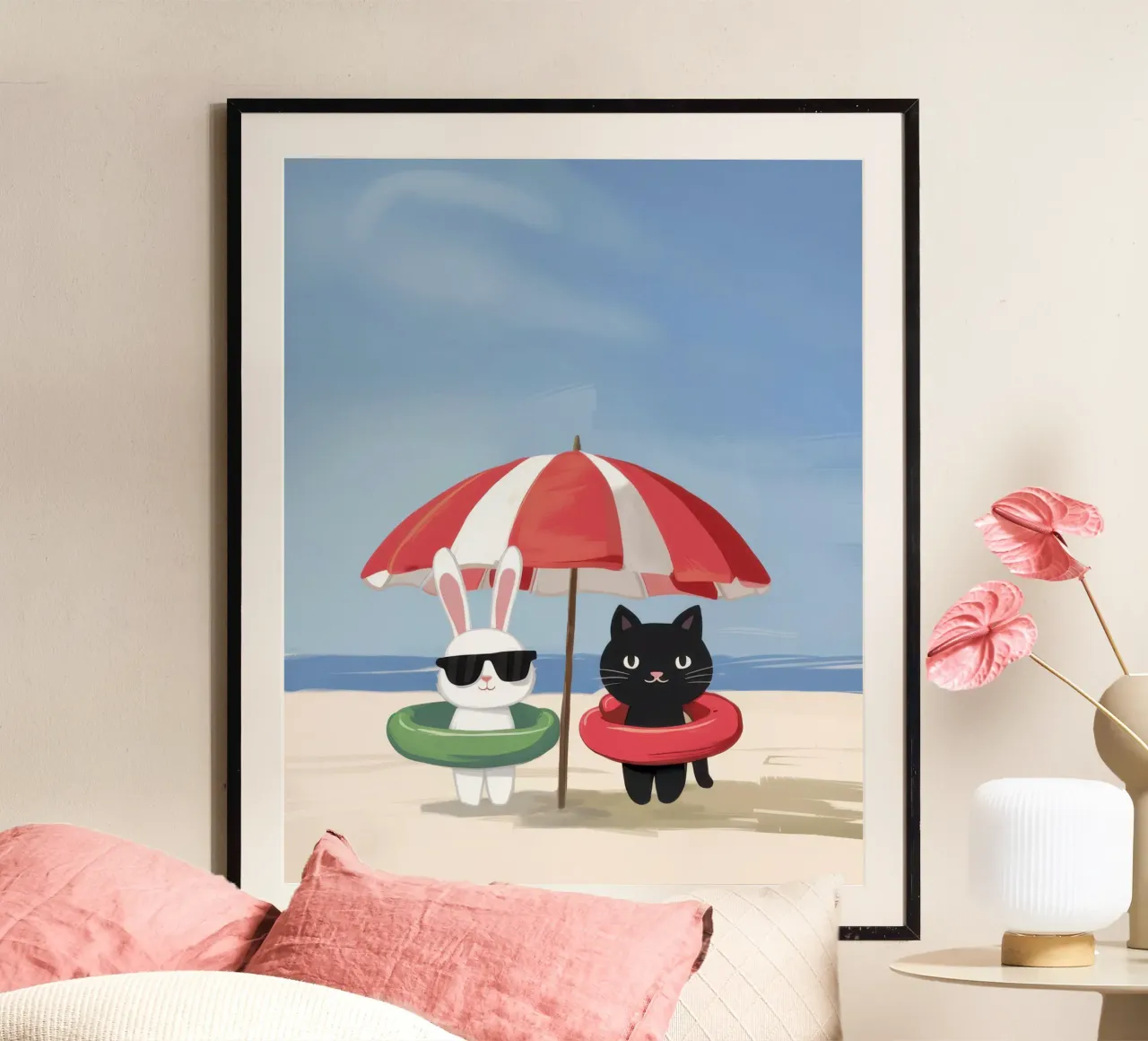 Ombra fredda per gatti poster con telaio in legno da Lune Dreams