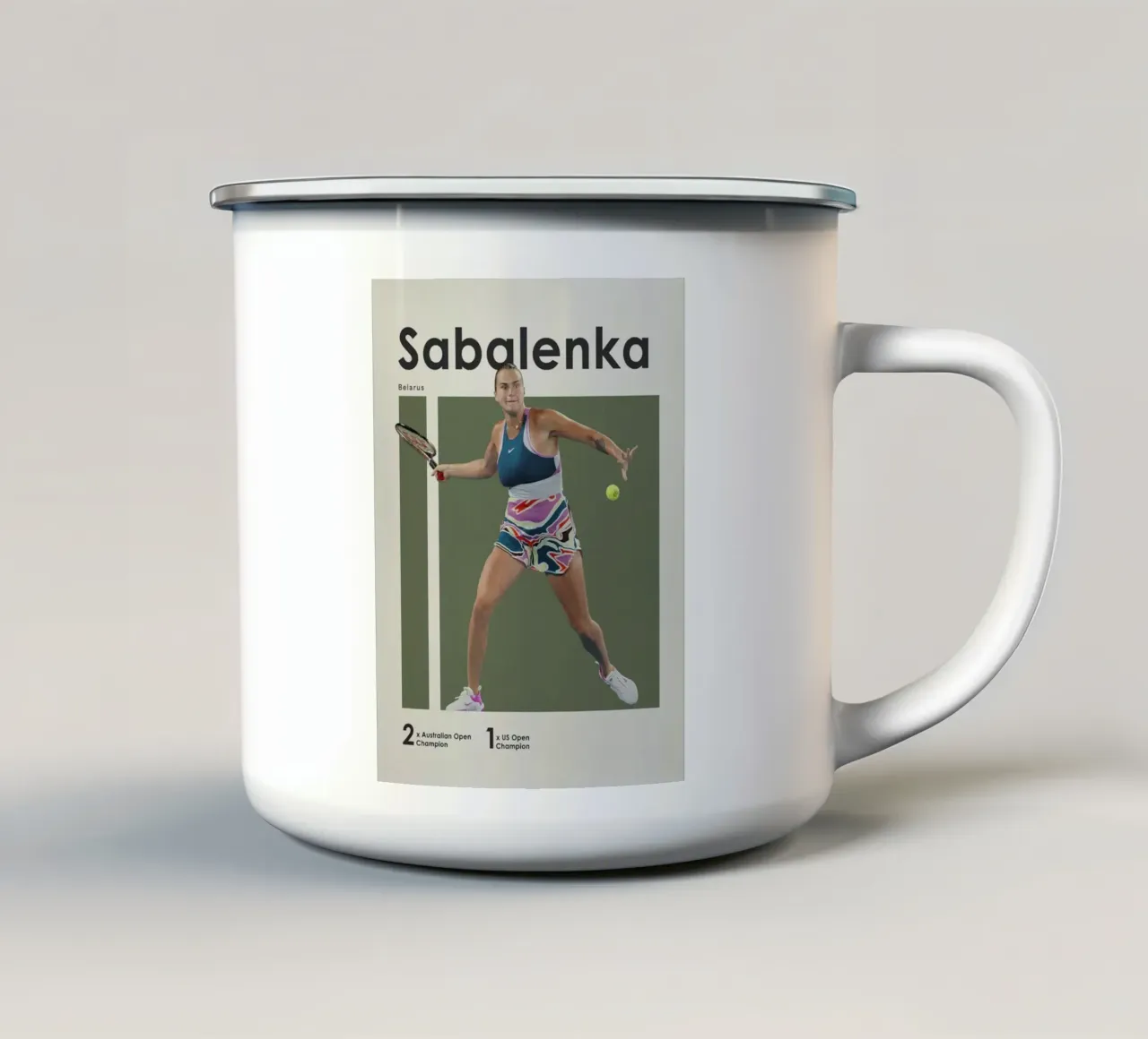 Poster del vincitore Aryna Sabalenka tazza in smalto da aijanurmine