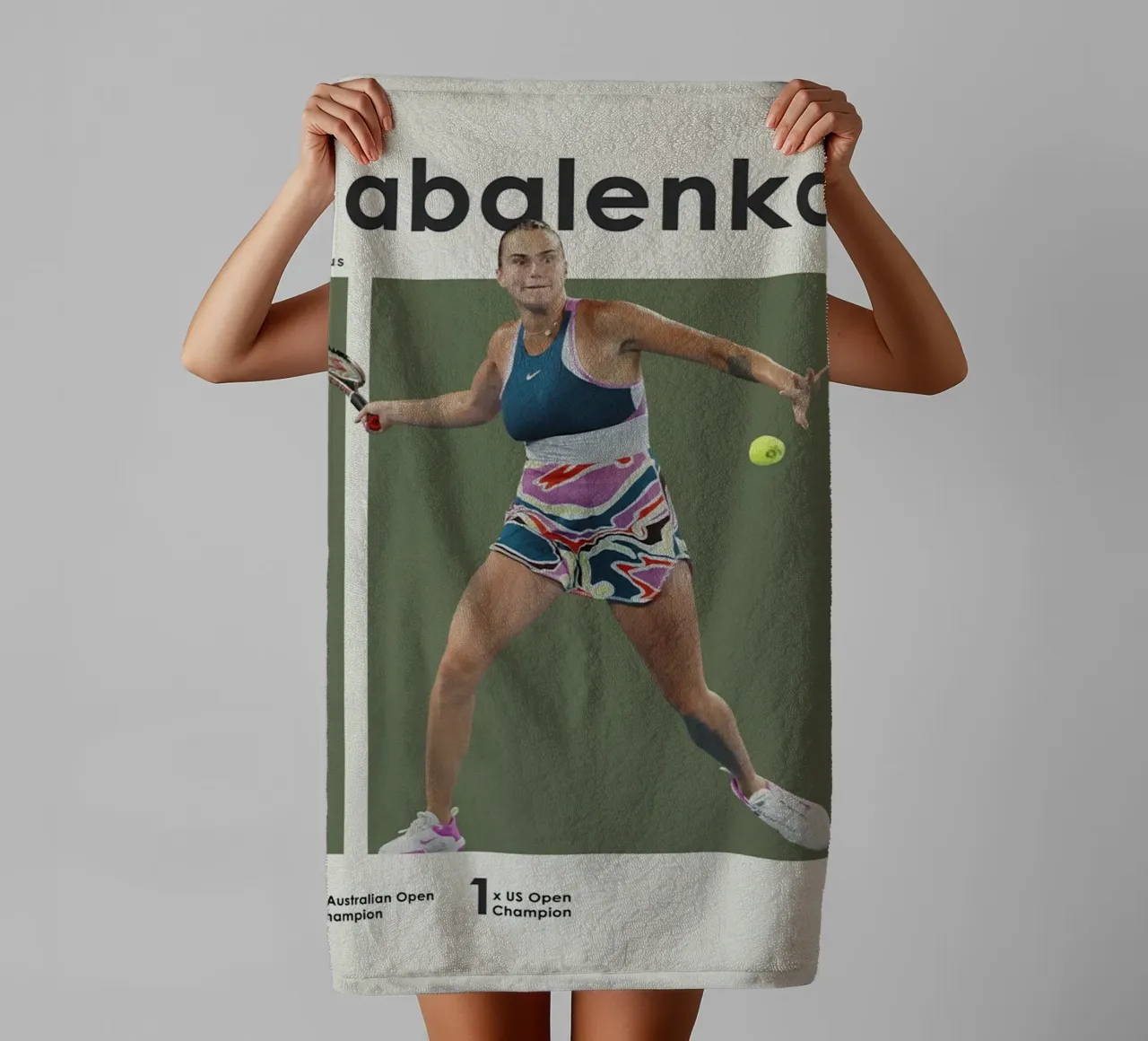 Poster del vincitore Aryna Sabalenka asciugamano da bagno da aijanurmine