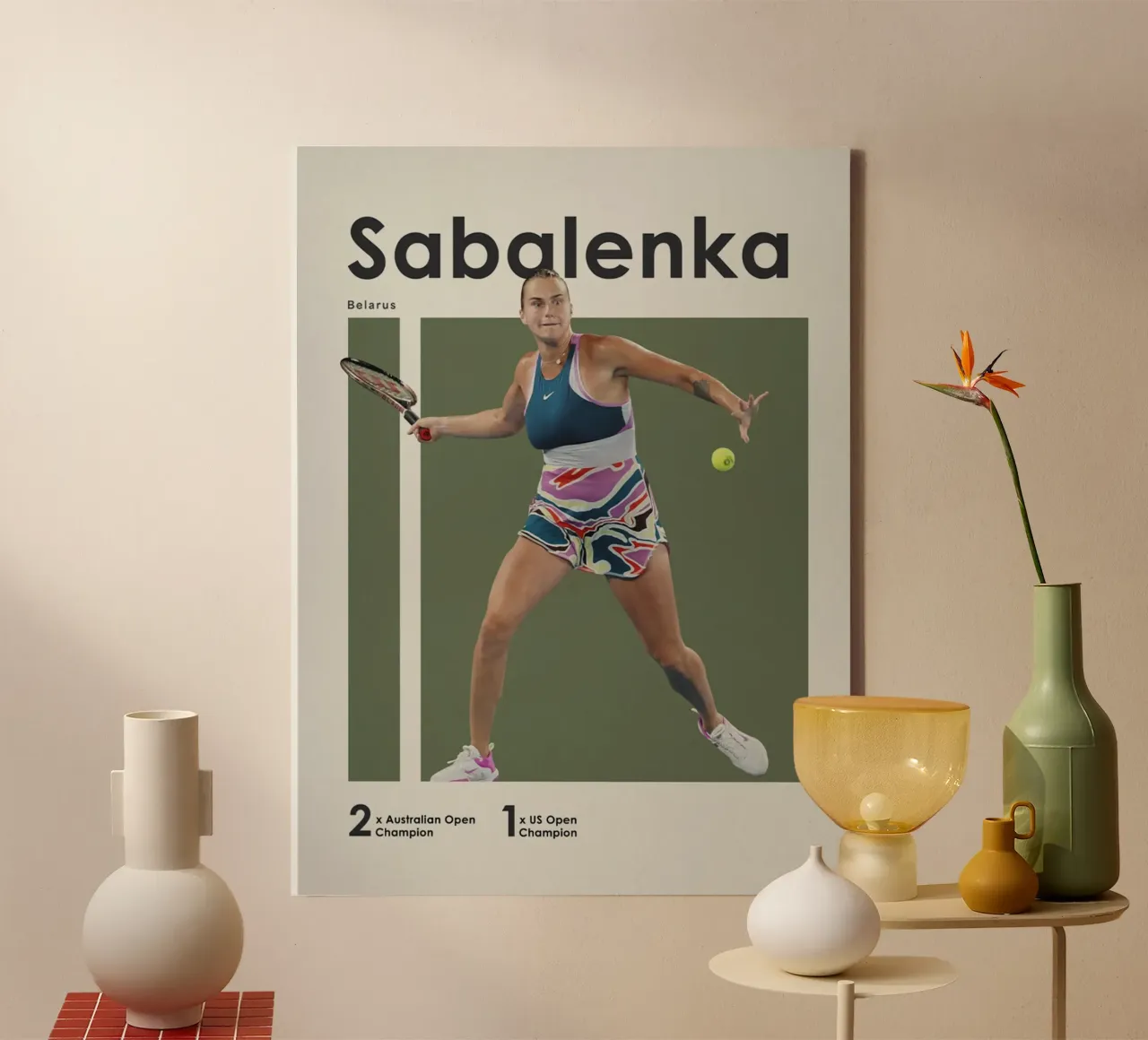Poster del vincitore Aryna Sabalenka tela con Cornice a cassetta da aijanurmine
