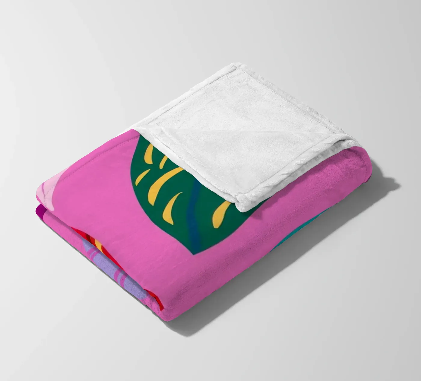 Pink Leaf Pattern fleece blanket by Lune Dreams