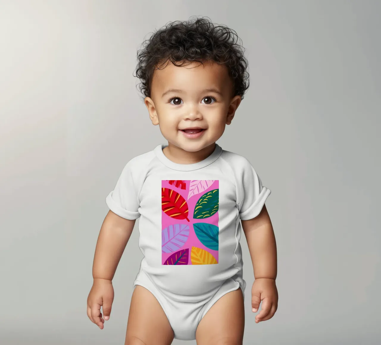 Motif de feuilles roses body bébé de Lune Dreams