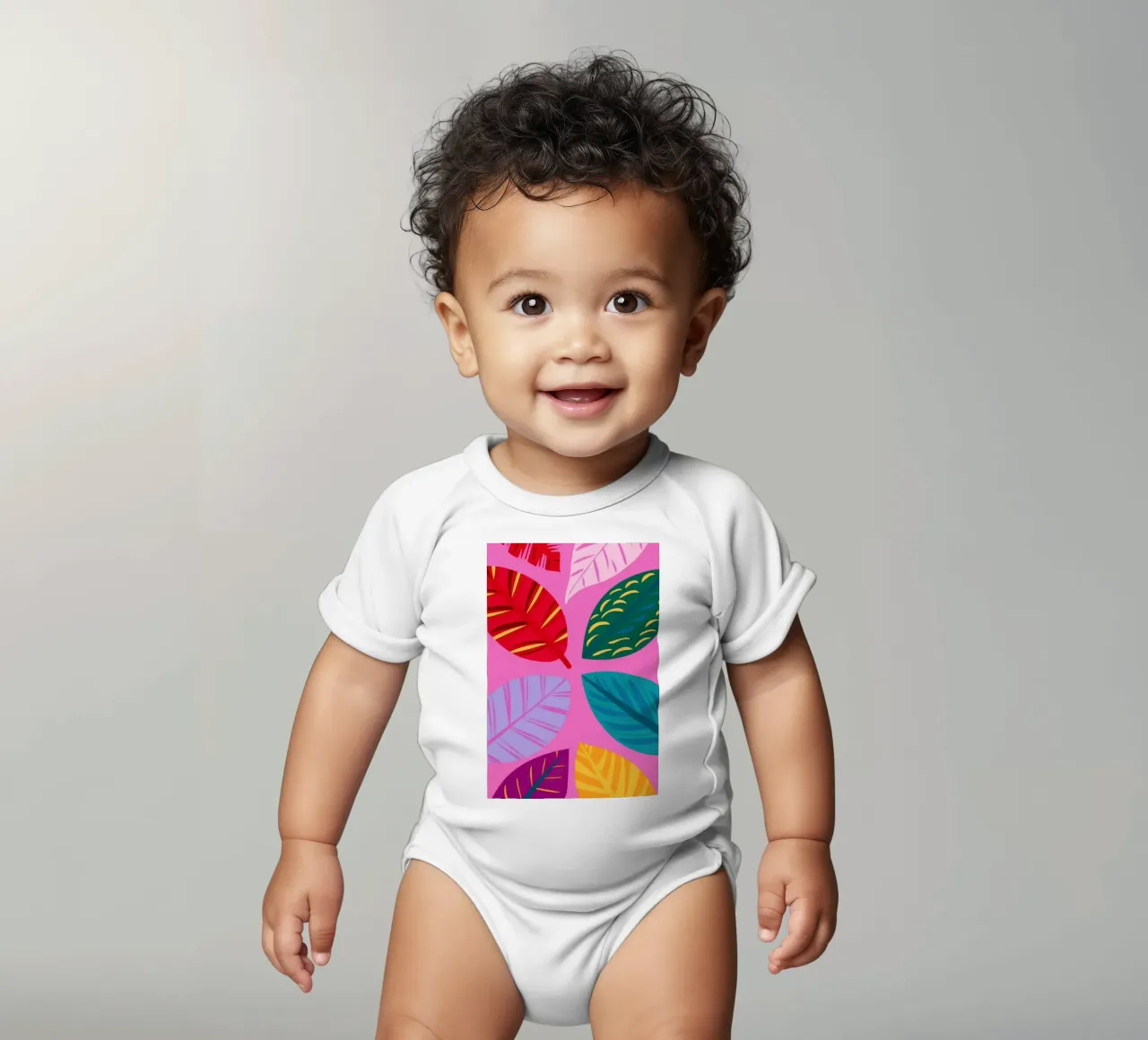 Motif de feuilles roses body bébé de Lune Dreams