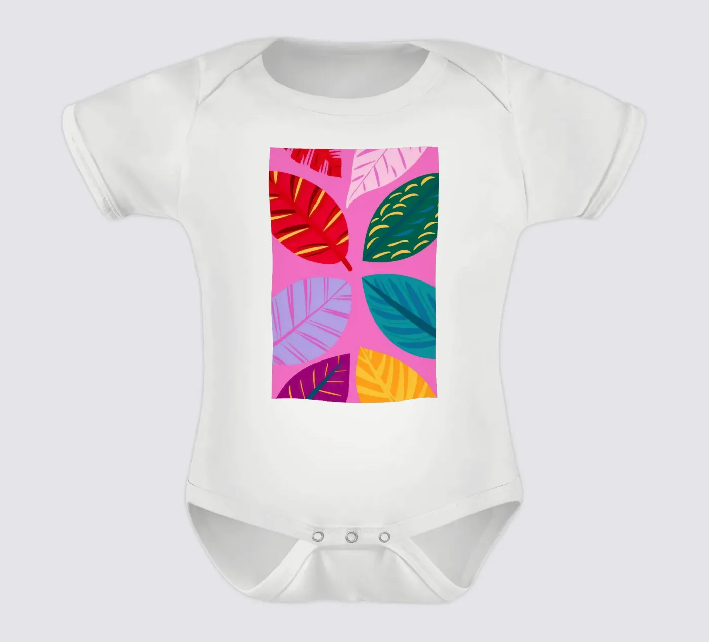 Motif de feuilles roses body bébé de Lune Dreams