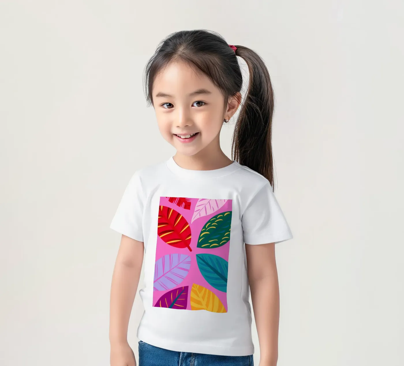 Motivo a foglie rosa t-shirt bambini da Lune Dreams