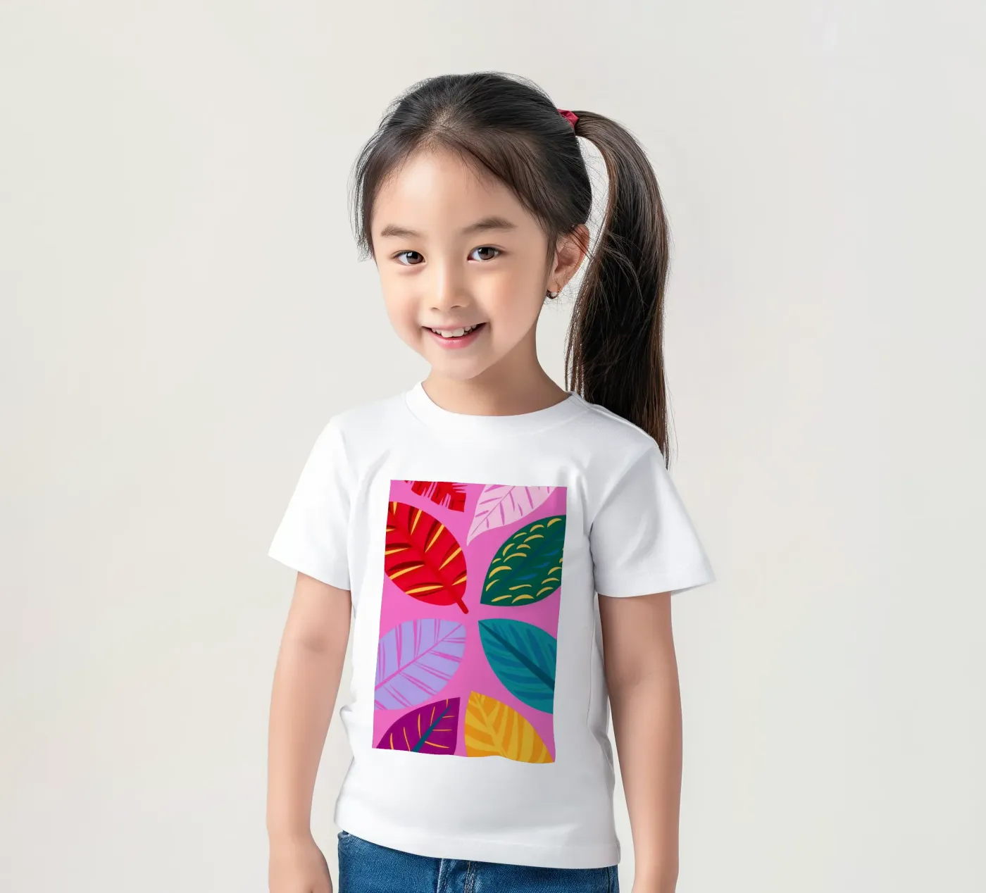 Motivo a foglie rosa t-shirt bambini da Lune Dreams