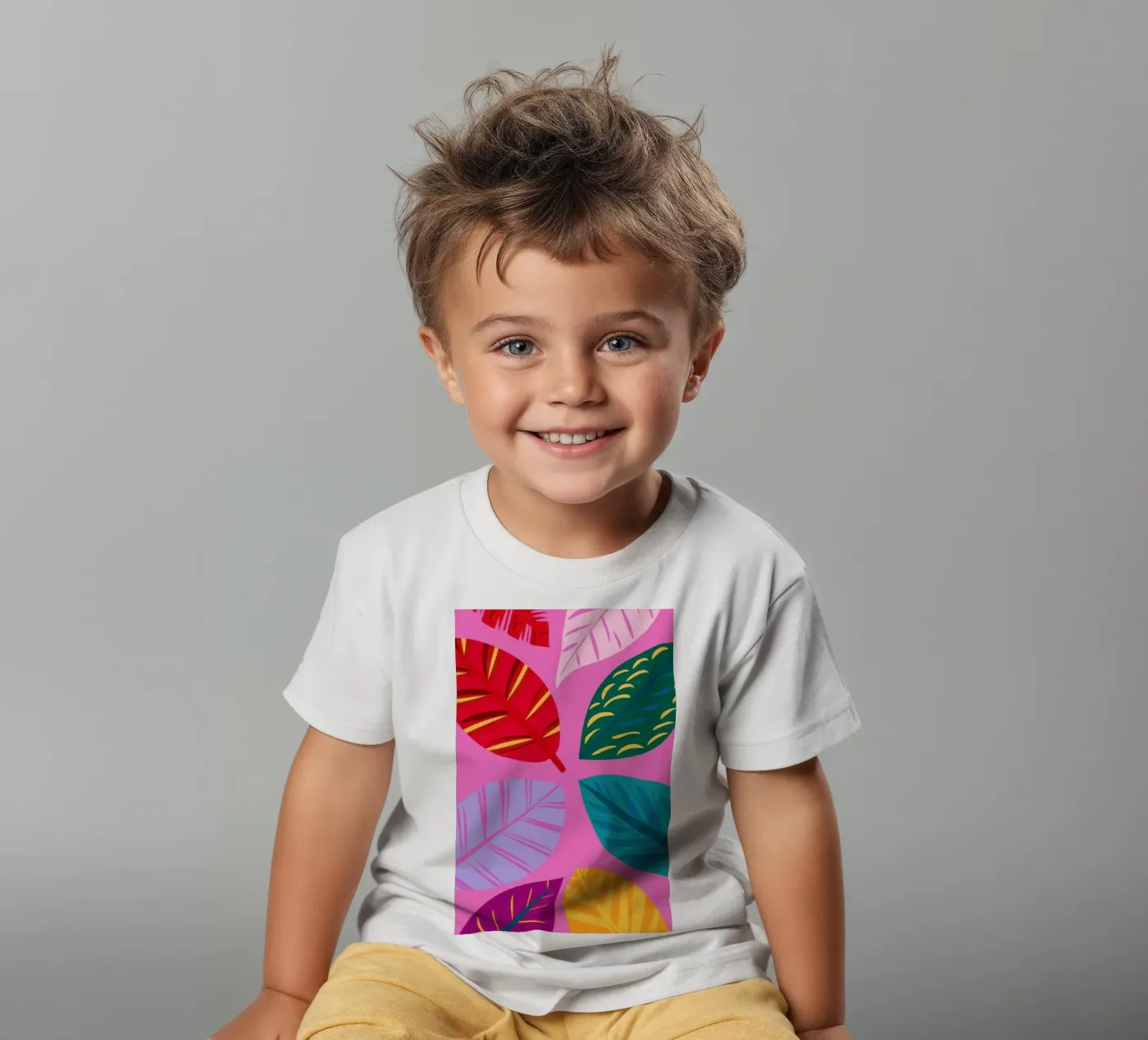 Roze bladpatroon kinder t-shirt van Lune Dreams