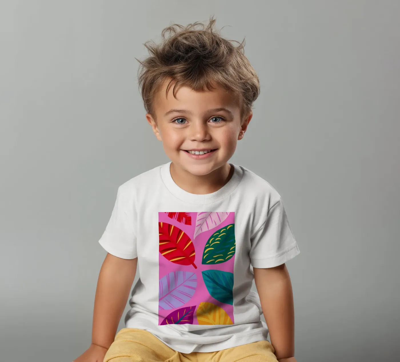 Roze bladpatroon kinder t-shirt van Lune Dreams