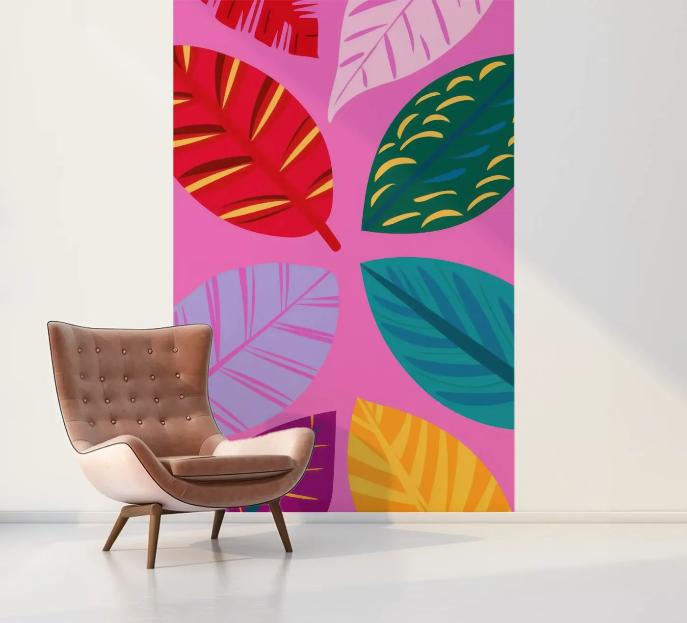 Pink Leaf Pattern photo wallpaper by Lune Dreams